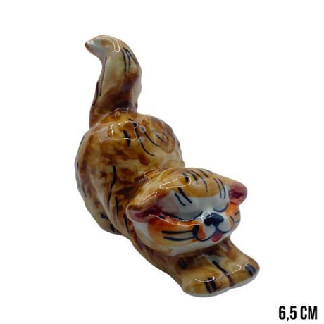 Фигурка Котенок тянется цветная гжель