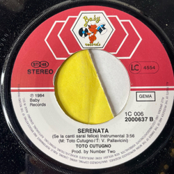 Винтажная виниловая пластинка 7 дюймов (маленькая пластинка) Toto Cutugno Serenata (Германия 1984)