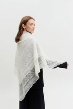 Оренбургский пуховый платок П2-125-01 белый отбеленный