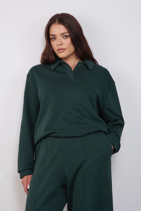 Поло из футера, темно-зеленый