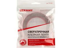 Двухсторонняя клейкая лента REXANT прозрачная, на акриловой основе, 20 мм, ролик 5 м 09-6520