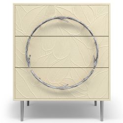 Комод Арт Колор с 3-мя ящиками leaves Стайл Сильвер Серый шелк