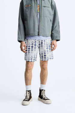 ZARA ПЛАВКИ С ГЕОМЕТРИЧЕСКИМ ПРИНТОМ, ЭКРЮ