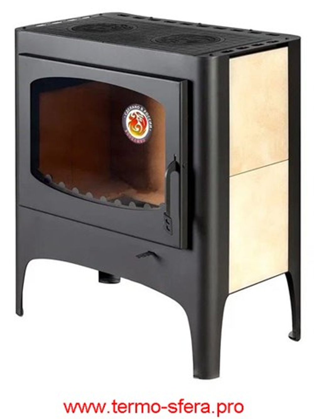 Печь-камин БАВАРИЯ ЭКО с плитой две конфорки