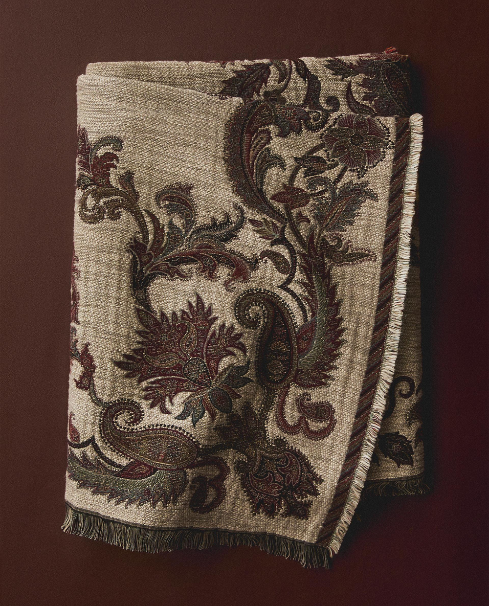 Zara Home плед из хлопка, светло-бежевый, 140x190 см