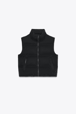 ZARA СТЕГАНЫЙ ЖИЛЕТ, ЧЕРНЫЙ