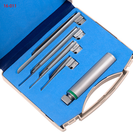 Ларингоскоп интубационный фиброоптический многоразовый Миллер прямой Miller F.O. - набор Клинков № 1,2,3,4 (16-011)