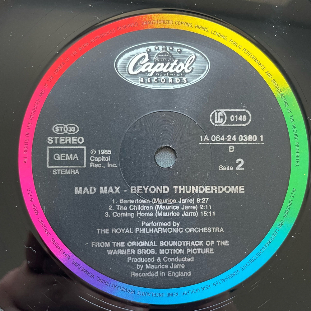 Винтажная виниловая пластинка LP Mad Max, Beyond Thunderdome, Motion Picture Soundtrack Музыка Из Кинофильма Безумный Макс, Tina Turner (Нидерланды 1985)