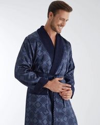 Халат  мужской шелк махра 8050 синий Nusa Турция