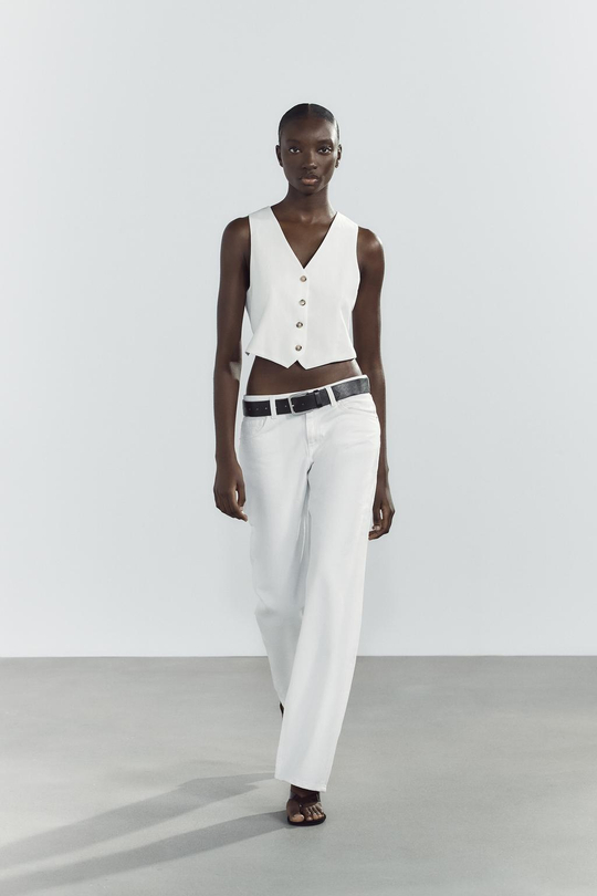 ZARA ЖИЛЕТ CUT OUT, ЭКРЮ