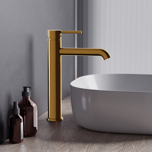 Смеситель для раковины высокий, золото Damixa Scandinavian Pure 360250600