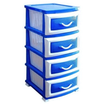 Комод "Дельфин" 4 секции, темно-голубой / белый РП-411