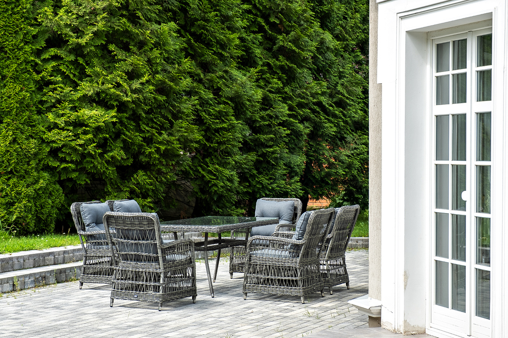 "Цесена" обеденная группа плетеная из искусственного ротанга, цвет графит