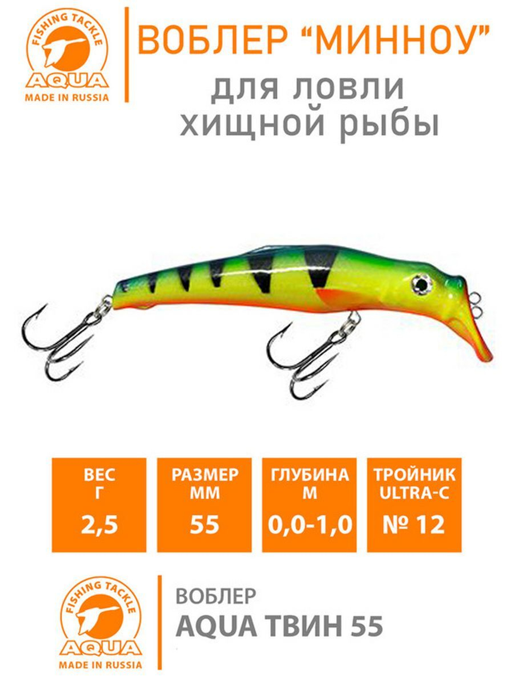 Воблер Минноу на щуку троллинга ТВИН 135mm на окуня