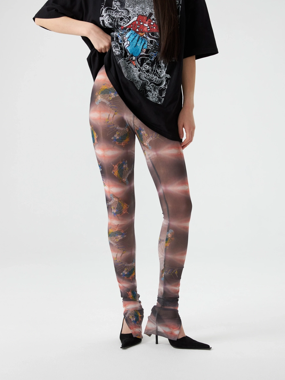 Леггинсы из сетки с принтом "Анна" OLA OLA