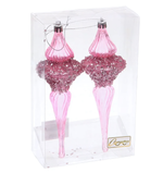 Елочные украшения "Сияние" 6*6*19.5 см (набор 2 шт), Розовый (Серпантин)