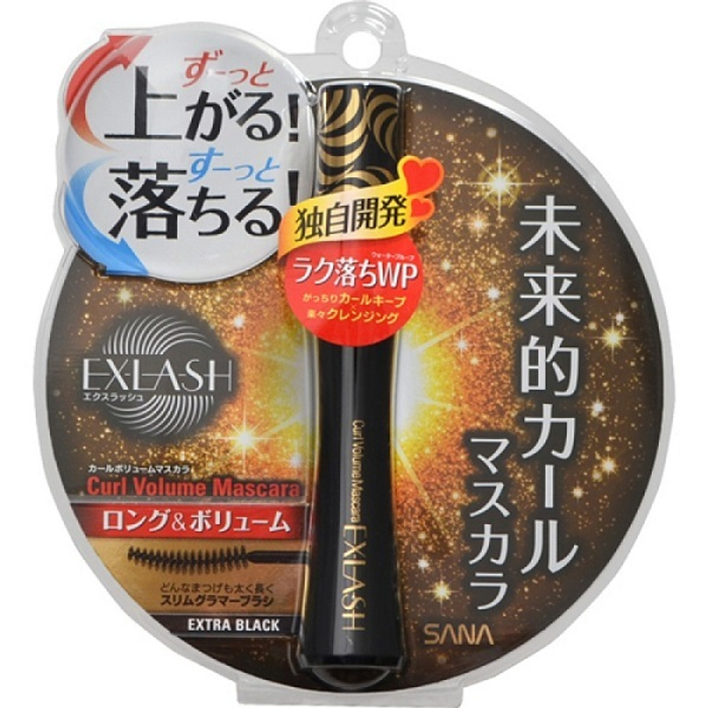 Водостойкая черная тушь для ресниц Объем и Подкручивание Sana Masсara Exlash Curl Volume Extra Black 10мл