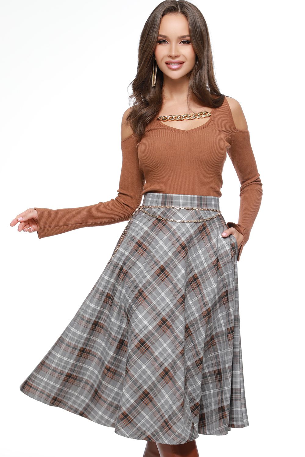 Юбка расклешенная в клетку DStrend (Акция)