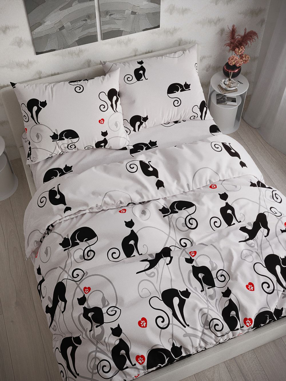 Простынь Сказка "Кошки на белом" 150х215 см