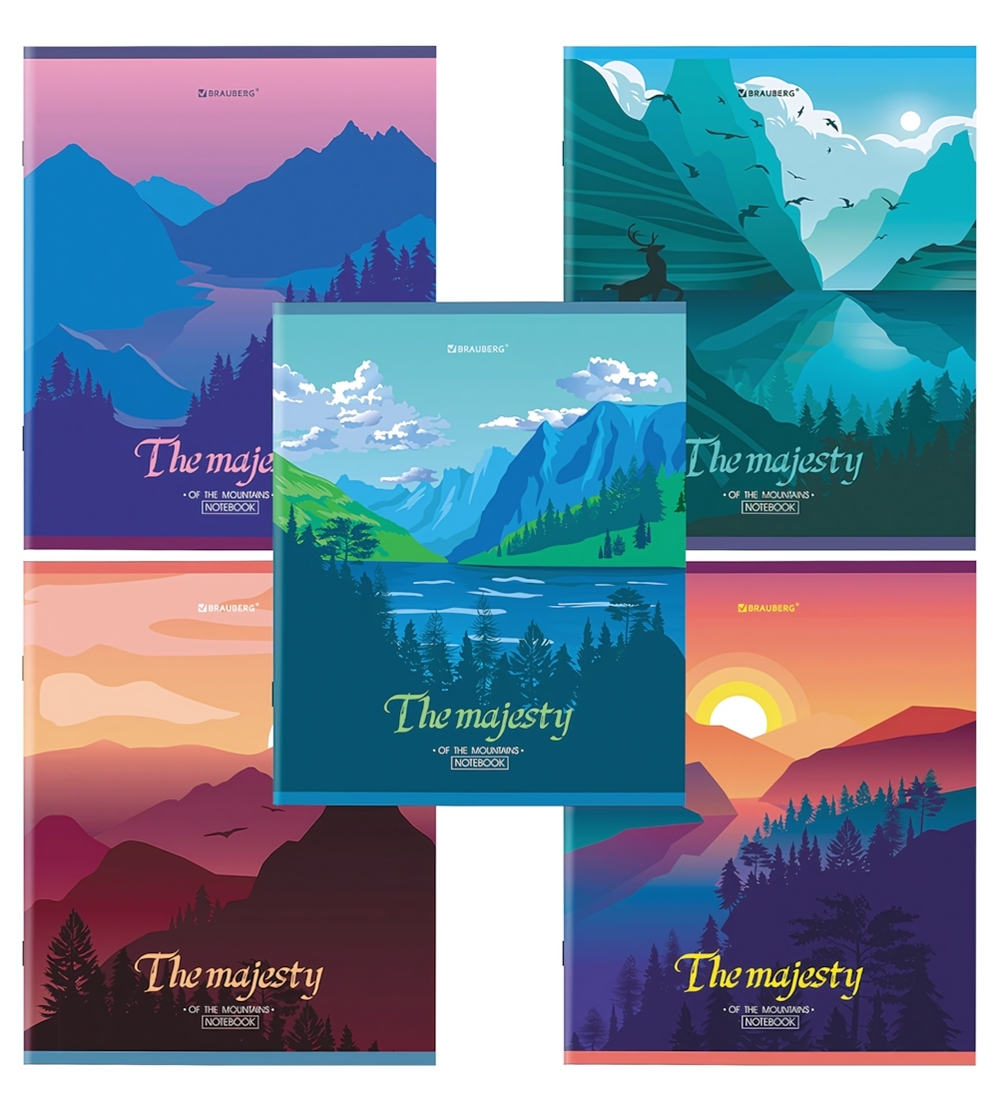 Тетрадь А5 48л. клетка "Majesty" скоба, обложка картон, микс в спайке (BRAUBERG)