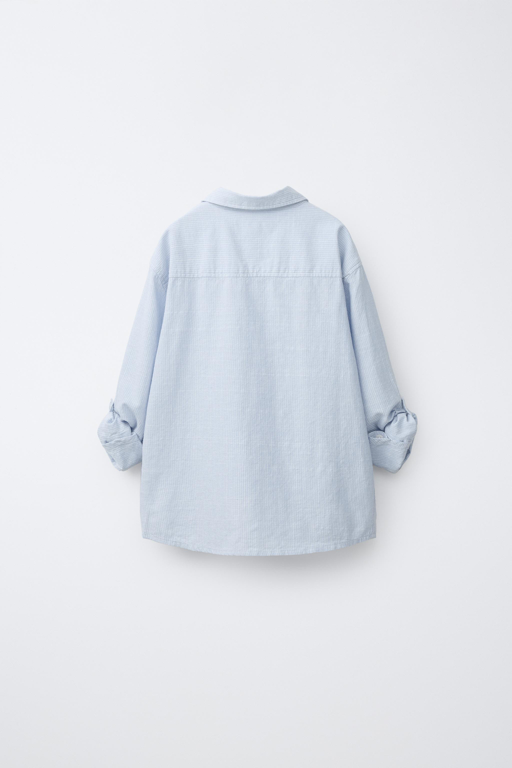 ZARA РУБАШКА ИЗ ХЛОПКА В ПОЛОСКУ, СИНИЙ
