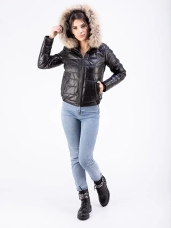 Куртка женская из натуральной кожи с капюшоном Турция