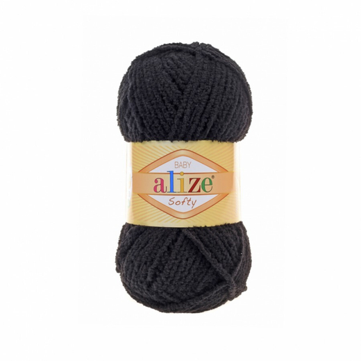 ALIZE "SOFTY" 100% Микрополиэстер, 50 гр., 115 м, Черный