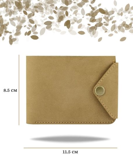 Фото функционального портмоне классического из светло-коричневой кожи койот Инфографика Размеры