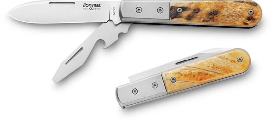 Складной нож Lion Steel "BARLOW Roundhead" L/CK0118 RM c клинком из стали Böhler M390 Microclean®, рукоять титан / Рог (Баран)