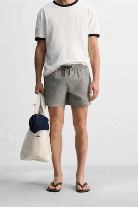 ZARA ПЛАВКИ SEERSUCKER, ЧЕРНЫЙ