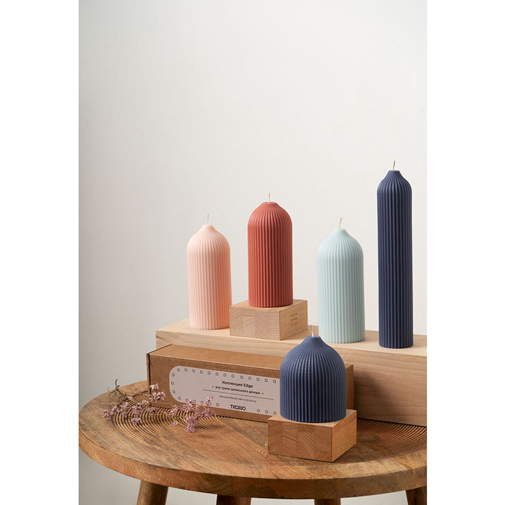 Свеча декоративная бежево-розового цвета из коллекции edge, 16,5 см