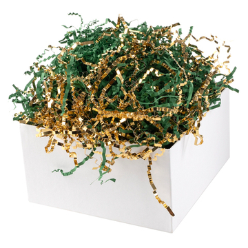 Наполнитель для коробок, темно-зеленый/ золотой цвет, бумага/ фольга, 50 г