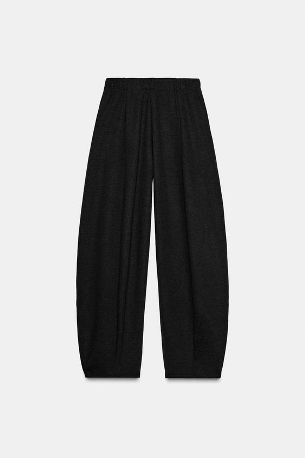 ZARA МЯГКИЕ ШИРОКИЕ БРЮКИ, ЧЕРНЫЙ МЕЛАНЖ