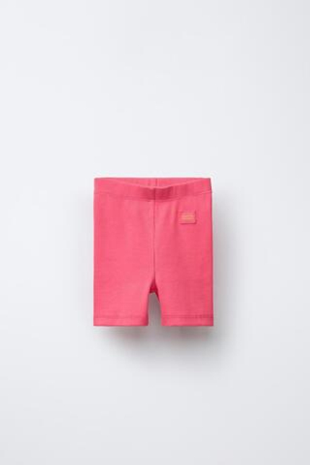 ZARA ШОРТЫ-ВЕЛОСИПЕДКИ В РУБЧИК, ОГНЕННО-КОРАЛЛОВЫЙ