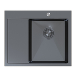 Мойка настол.монтаж 60х50 (3,0) прав. вып 3 1/2  MIXLINE PRO с ФАСКОЙ 20см с сифоном (черный графит)