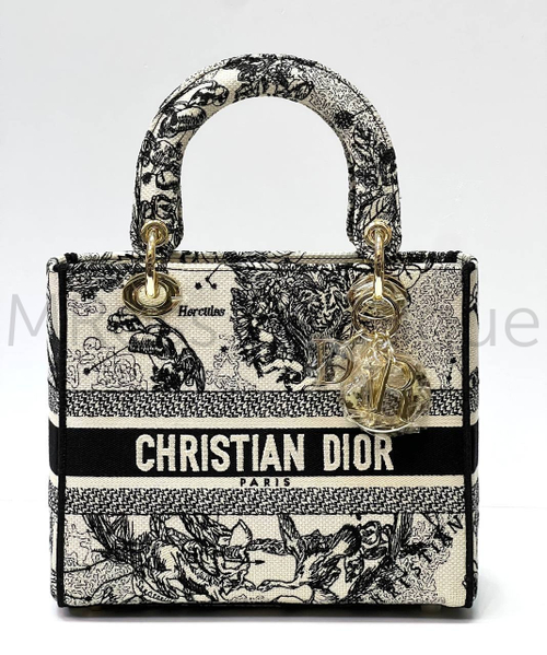 Сумка Lady Dior Toile de Jouy Zodiac цвета латте