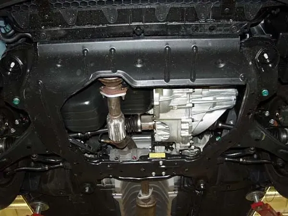 Защита картера двигателя, КПП (2 мм, сталь) для Kia Rio 2005-2010 (V = 1.4; 1.6; 1.5CRDi) Sheriff.11.1768