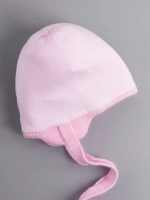 Шапка для девочки осенняя с завязками и помпонами