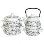 набор Николь(белый кастр.сфер.2л3л4л+чайник 3л , арт. с чайником