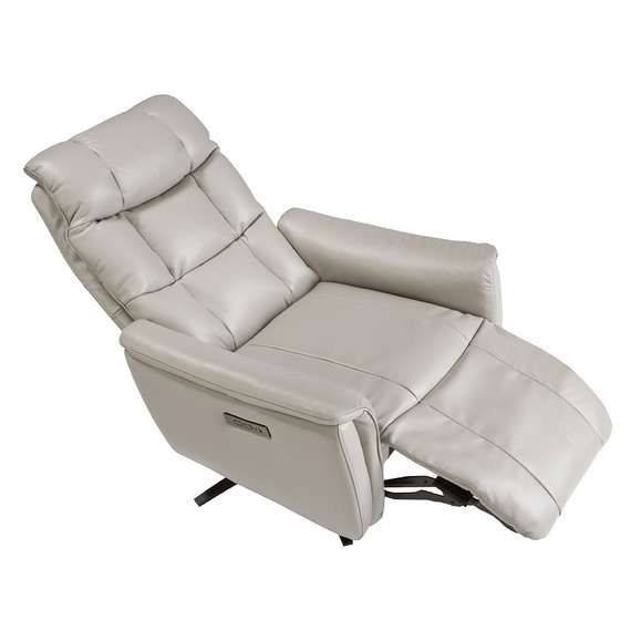 Поворотное кресло-реклайнер 5114/KM-A6010-M565 серое кожаное