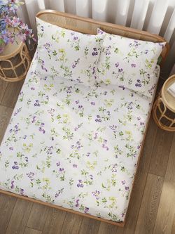 Постельное белье перкаль Сказка "Душистый горошек" 1,5-сп Наволочка 50х70 см 1 шт Простынь на резинке 90x200 см Пододеяльник 145x215 см