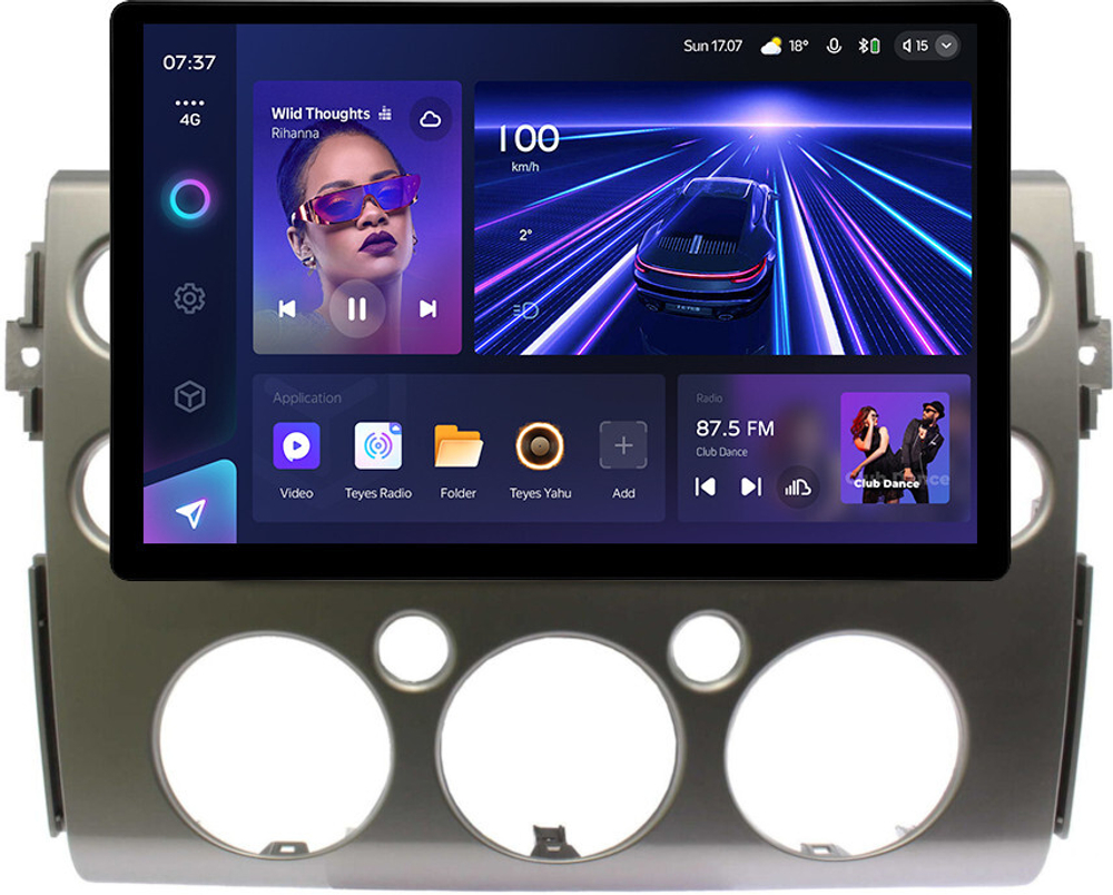 Магнитола для Toyota FJ Cruiser 2005-2022 (рамка серая) - Teyes CC3-2K монитор 13", QLED+2K, Android 10, ТОП процессор, 4G SIM-слот, CarPlay