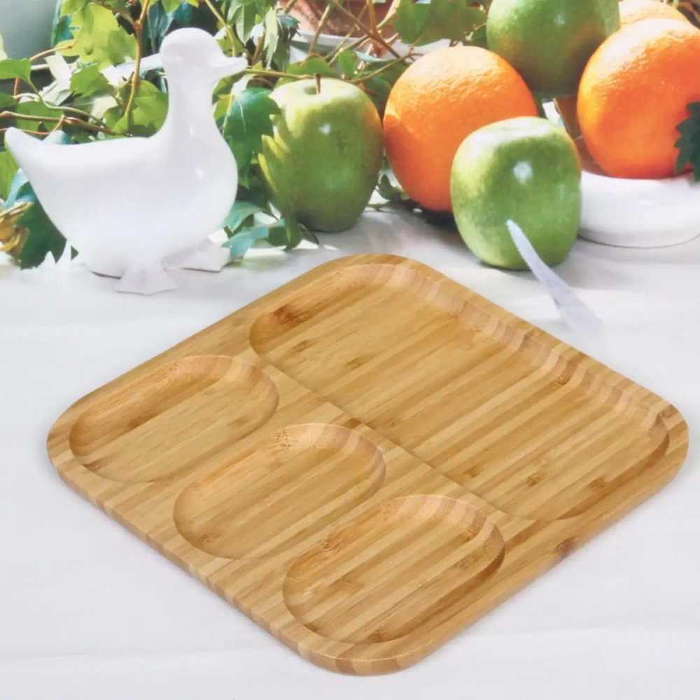 Менажница бамбуковая «SHEF» 24,7*24,7см 4секции