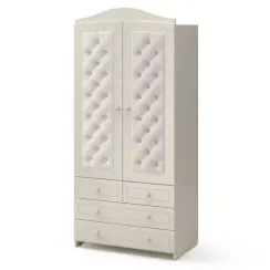 Шкаф двухдверный Гандылян Тиффани декор стразы Ваниль