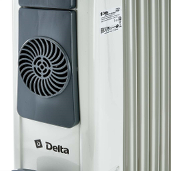 Обогреватель масляный D12F-9 "DELTA", 2000 Вт, 9 секций, с вентилятором, светло-серый