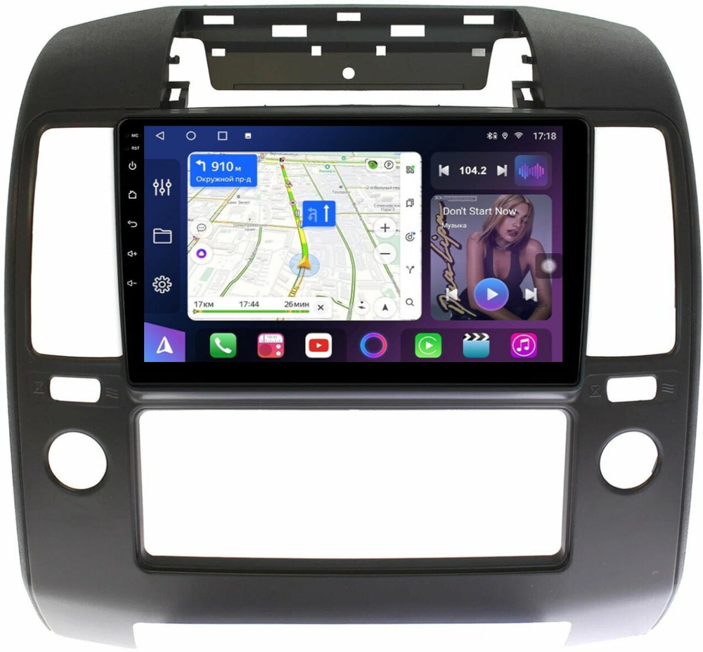 Магнитола для Nissan Navara D40 2004-2014 (кондиционер) - FarCar BM3066M монитор 9" QLED на Android 13, TS10, 4Гб+32Гб, CarPlay, 4G SIM-слот