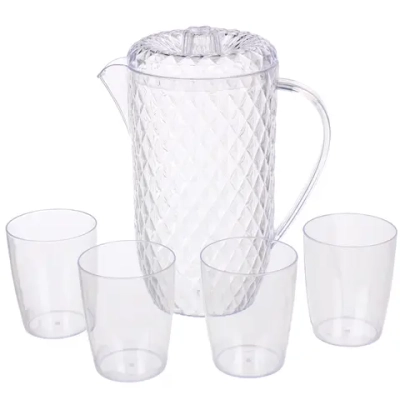 Кувшин пластиковый 1.7л «Ледяная свежесть» в наборе с 4-мя стаканами 250мл