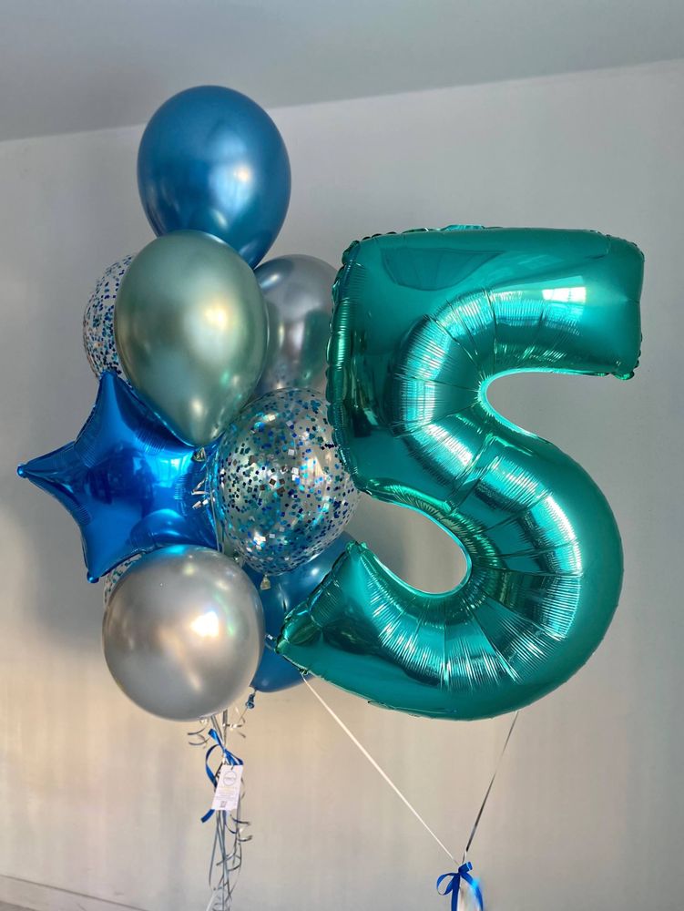 Воздушные гелиевые шары синий/бирюза №4908