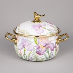 НАБОР КАСТРЮЛЬ AGNESS ЭМАЛИРОВАННЫХ СЕРИЯ "IRISES", 4ПР. 2,1Л И 3,8Л