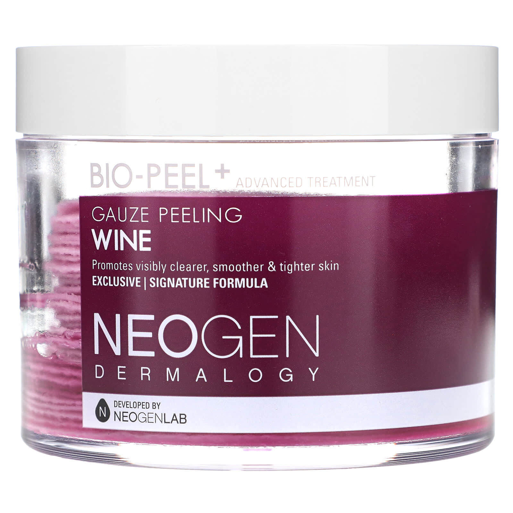 Neogen, Dermalogy, Bio-Peel + Advanced Treatment, марлевый пилинг, вино, 30 шт., 200 мл (6,76 жидк. унц.)